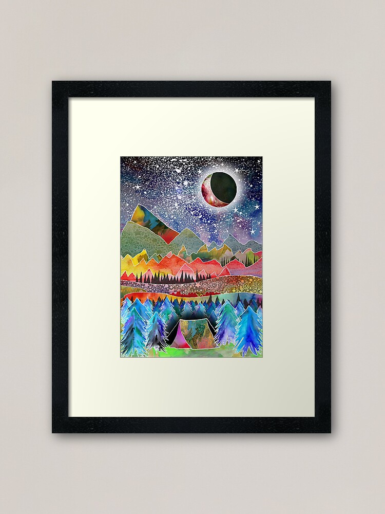 Alternate view of Camping under the moon Framed Art Print