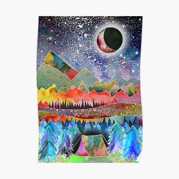Camping under the moon Poster