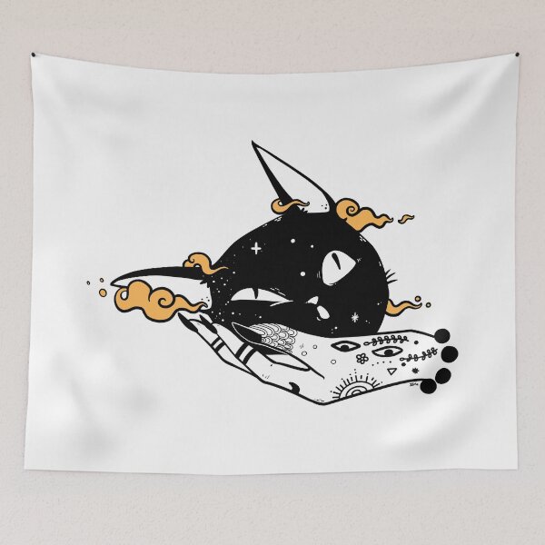 Item preview, Cute Black Cat Head And Witch Hand designed and sold by cellsdividing.