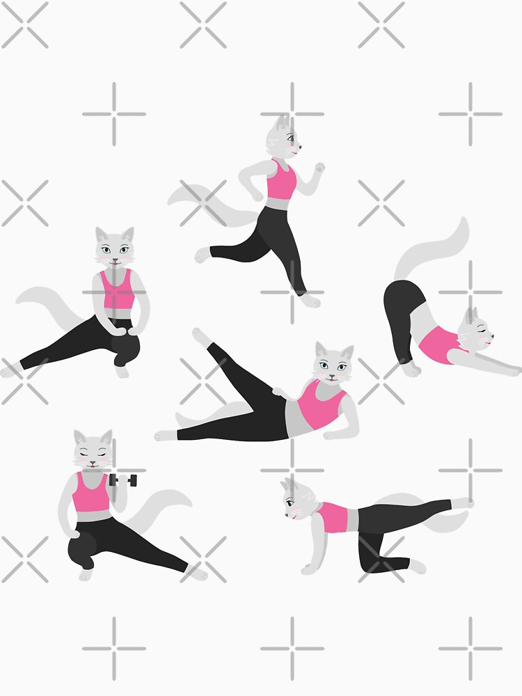 Fitness Cats on pink by nadyanadya