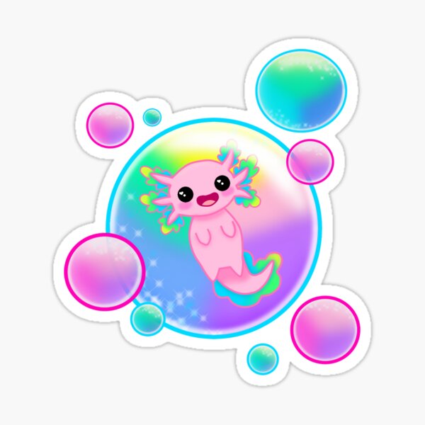 Item preview, Kawaii Axolotl with Bubbles designed and sold by DreamySloth.