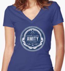 Amity Island Harbor Patrol Women's Fitted V-Neck T-Shirt