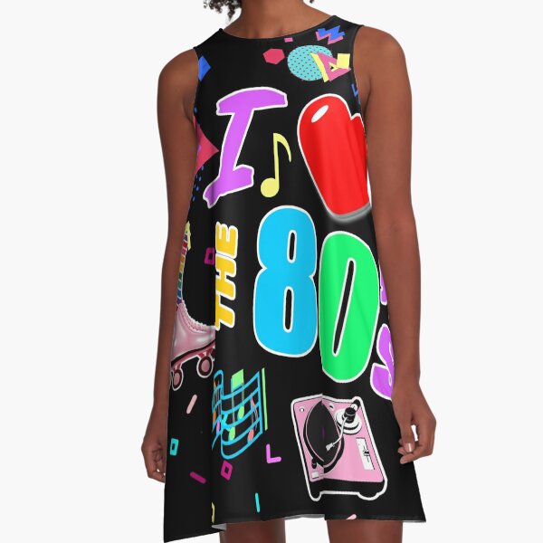 I Love The 80's Retro Heart A-Line Dress
