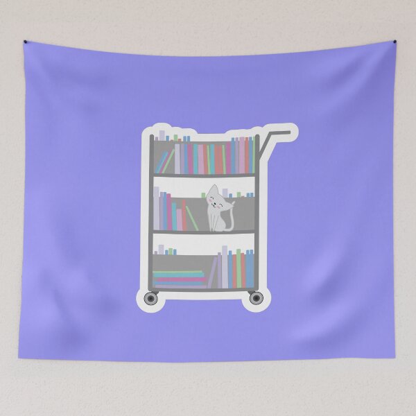 Item preview, White Cat on Library Cart designed and sold by SubtleSplit.