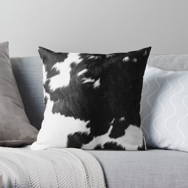 black and white cowhide pillow