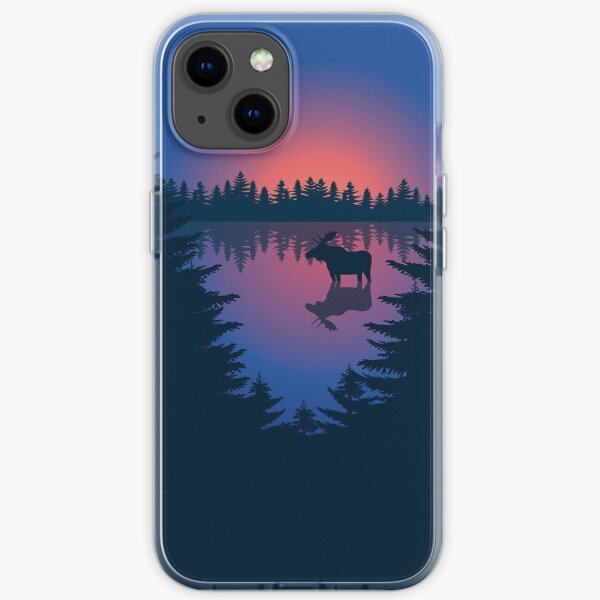 Moose at Sunrise in a Summer Forest Lake iPhone Soft Case