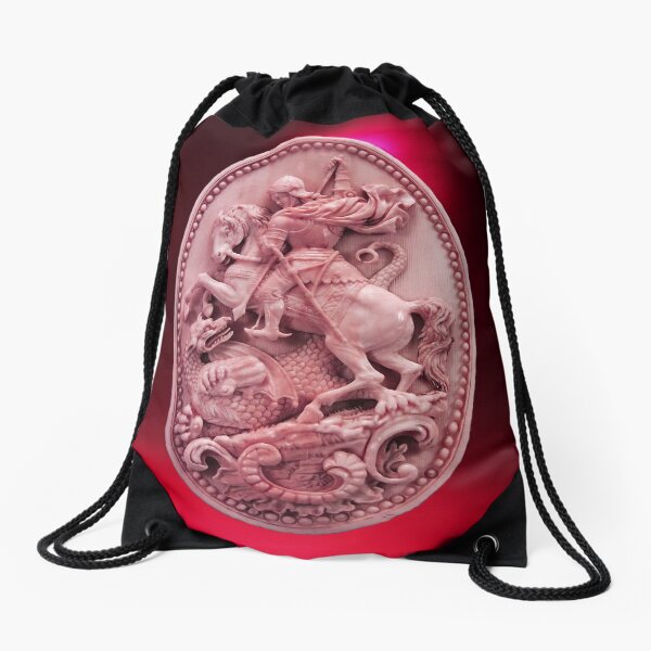 CAMÉO ANTIQUE / SAINT GEORGE ET DRAGON Rose Rouge Bordeaux Sac à cordon