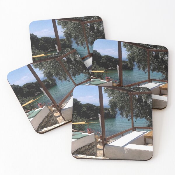 Item preview, Paradise view on blue sea and beach from Mediterranean balcony in Greece  designed and sold by Khala.
