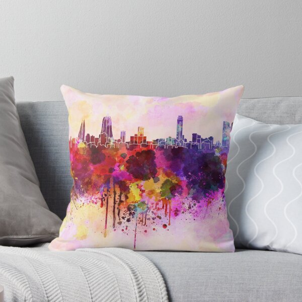 Item preview, Manama skyline in watercolor background designed and sold by paulrommer.