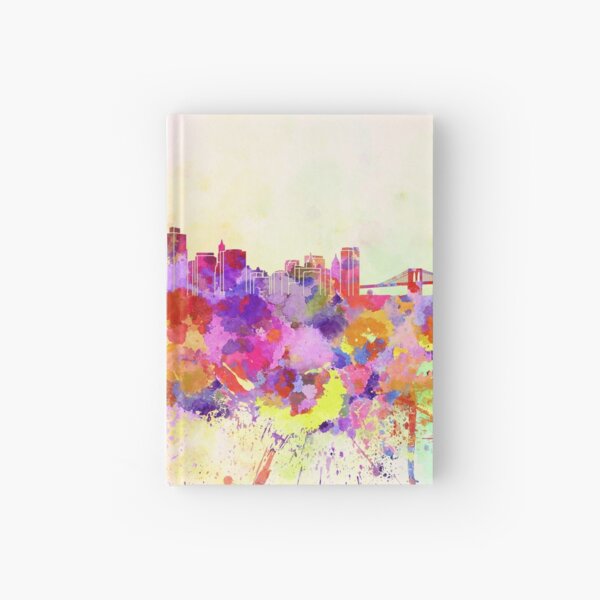 New York skyline in watercolor background Hardcover Journal