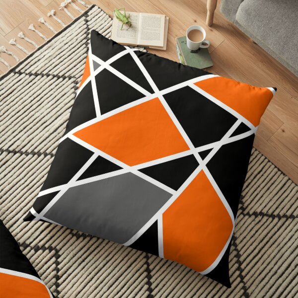 Geometric modern orange pattern Floor Pillow