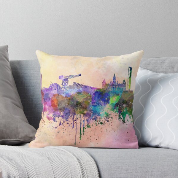 Item preview, Glasgow skyline in watercolor background designed and sold by paulrommer.
