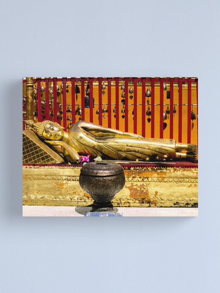 Thumbnail 1 of 3, Canvas Print, Reclining Buddha at Wat Phra That Doi Suthep designed and sold by darren-j-mcleod.