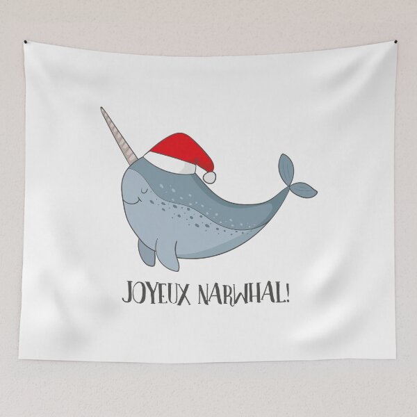 Artikelvorschau, Joyeux Narwal Nettes Narwal-Wal-Weihnachtst-shirt entworfen und verkauft von DreamyPanda.