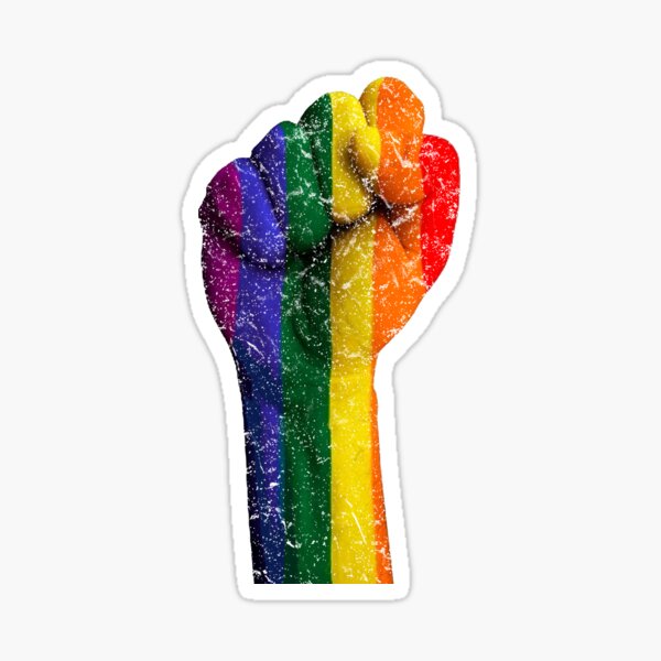 "Rainbow Resist Fist, Distressed" Sticker for Sale by LazyGirlGuides ...