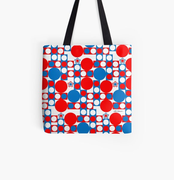 Red White and Blue Patriotic Print All Over Print Tote Bag