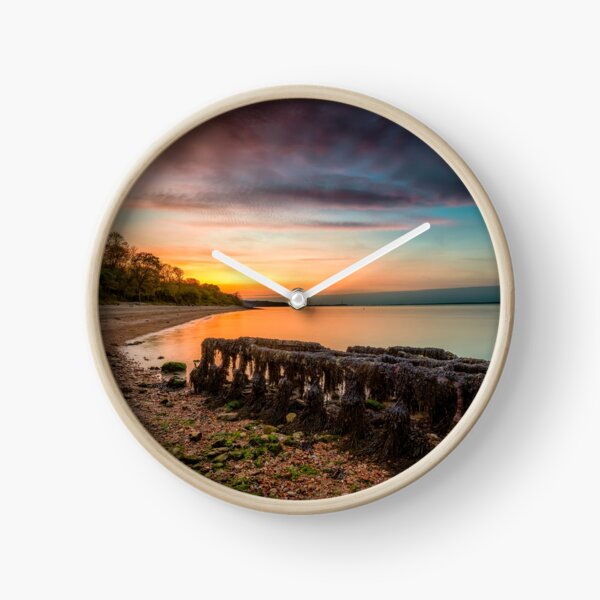 Woodside Beach Sunset Isle Of Wight Clock