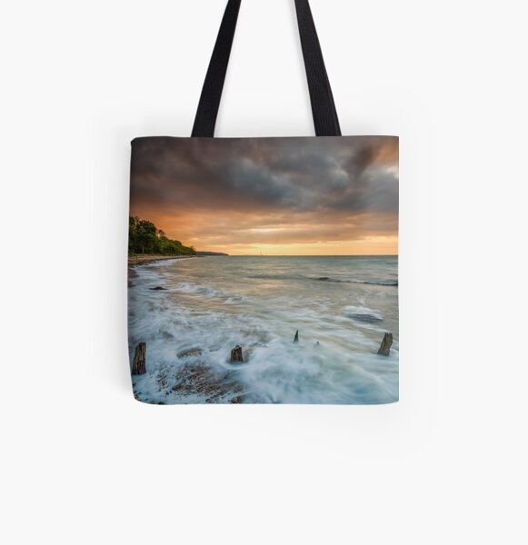 Woodside Beach Surf Sunset Isle Of Wight All Over Print Tote Bag