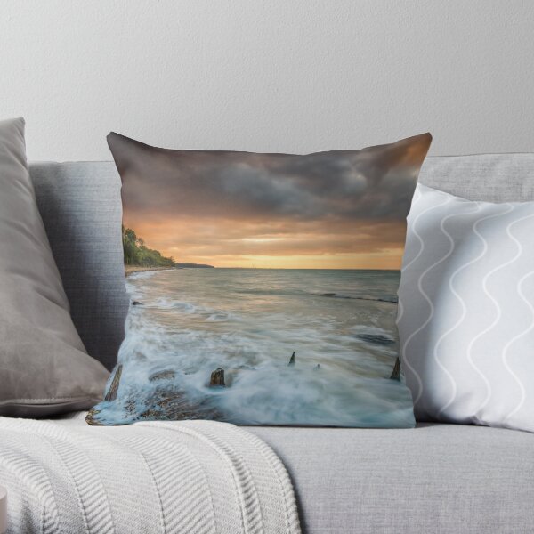 Woodside Beach Surf Sunset Isle Of Wight Throw Pillow
