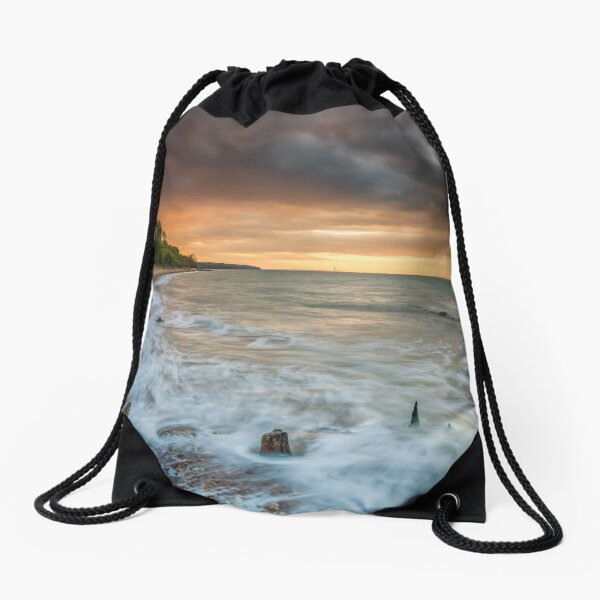 Woodside Beach Surf Sunset Isle Of Wight Drawstring Bag