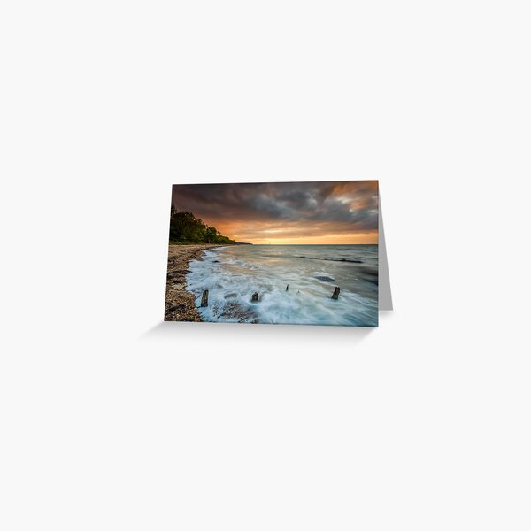Woodside Beach Surf Sunset Isle Of Wight Greeting Card