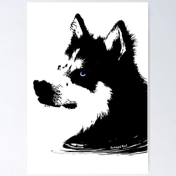 Item preview, Husky head with blue eyes designed and sold by Destroyed-Pixel.