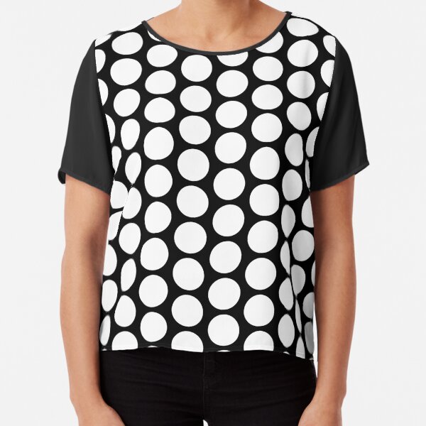 White Dot Black Background Chiffon Top