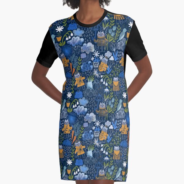 April showers. Cute cats in the garden Graphic T-Shirt Dress