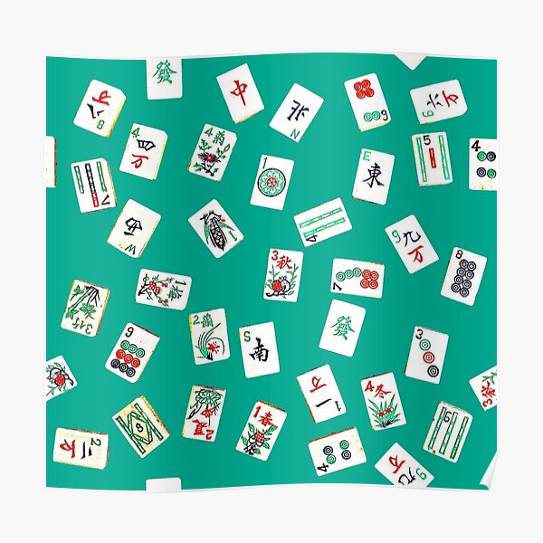 mah jongg tiles jade Poster