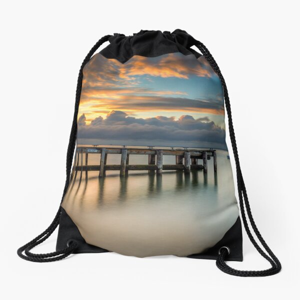Woodside Jetty Sunset Isle Of Wight Drawstring Bag