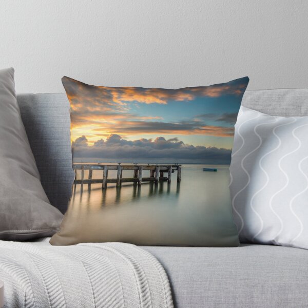Woodside Jetty Sunset Isle Of Wight Throw Pillow