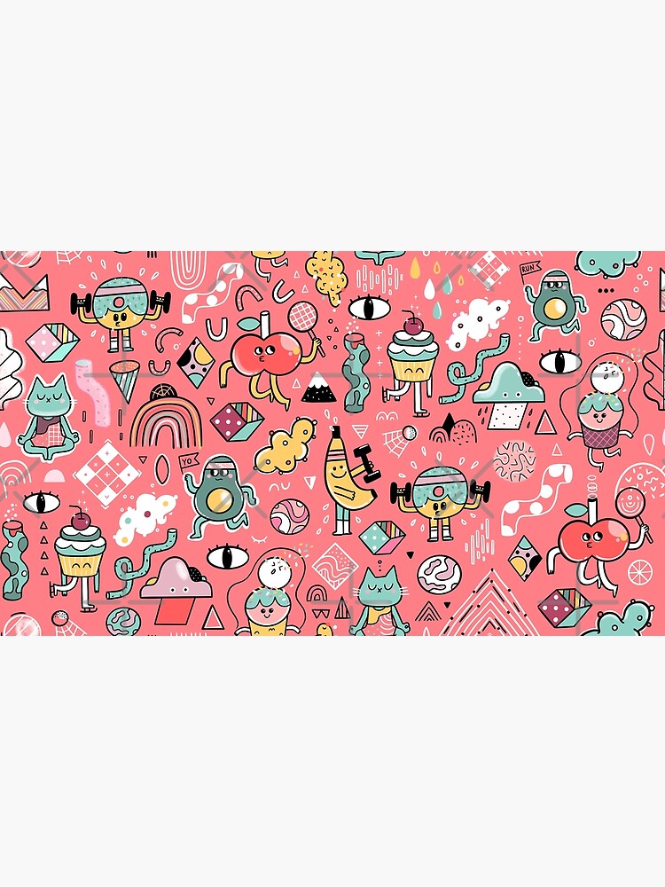Funny crazy avocado, banana, ice cream, apple, cat, cupcake. Fitness food. by kostolom3000