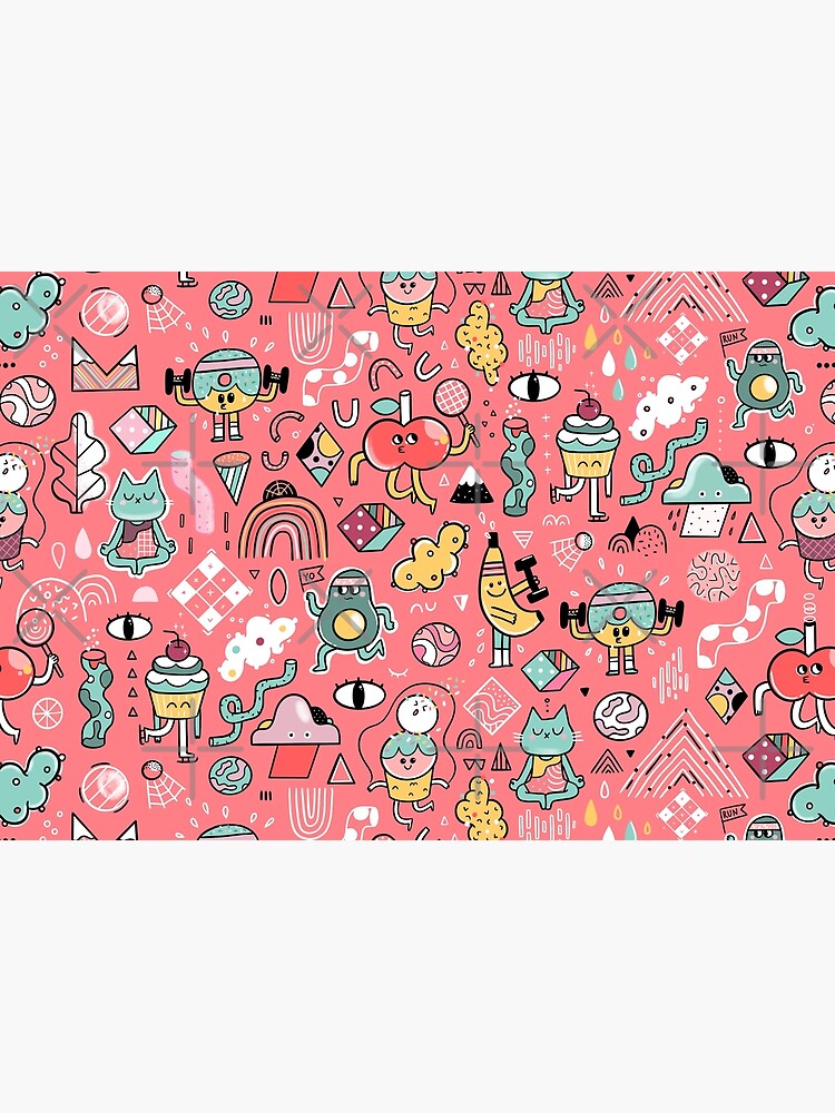 Funny crazy avocado, banana, ice cream, apple, cat, cupcake. Fitness food. by kostolom3000