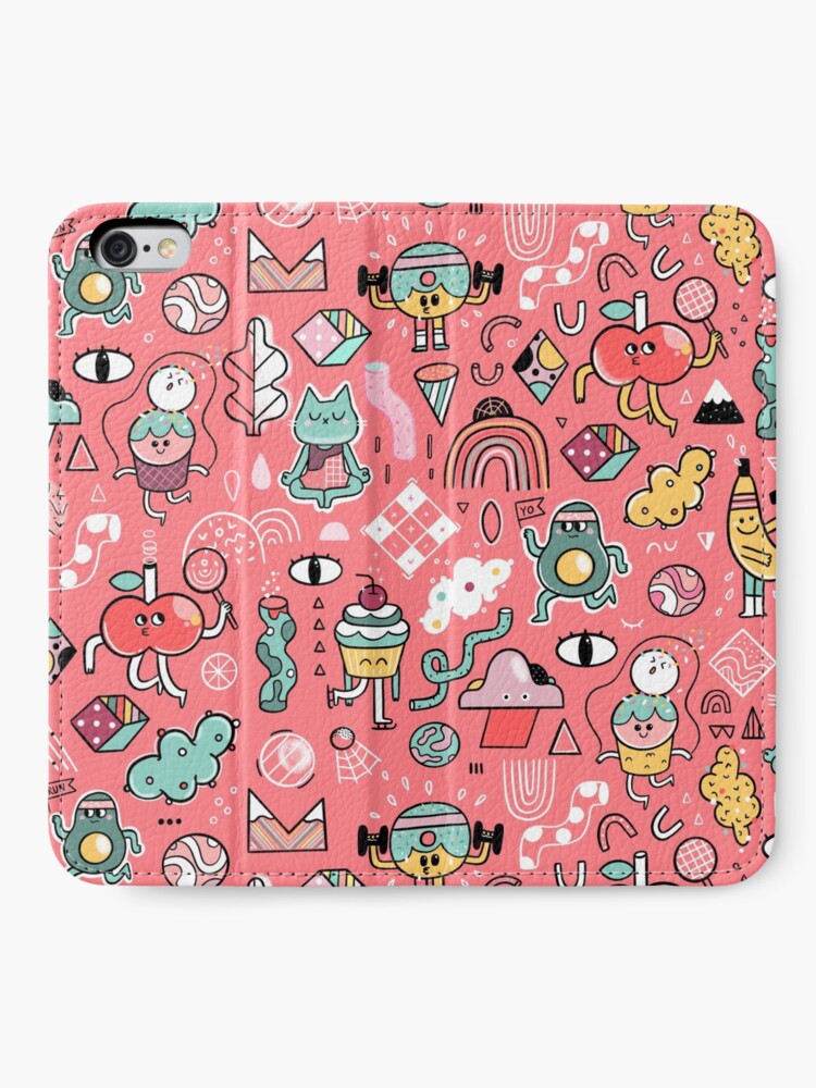 Alternate view of Funny crazy avocado, banana, ice cream, apple, cat, cupcake. Fitness food. iPhone Wallet