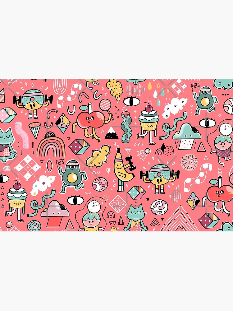 Funny crazy avocado, banana, ice cream, apple, cat, cupcake. Fitness food. by kostolom3000
