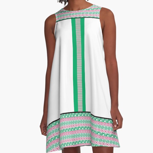 Kente Homage in Pink and Green by HeavenNezCree A-Line Dress
