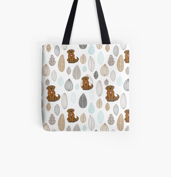Brown Newfie Pattern All Over Print Tote Bag