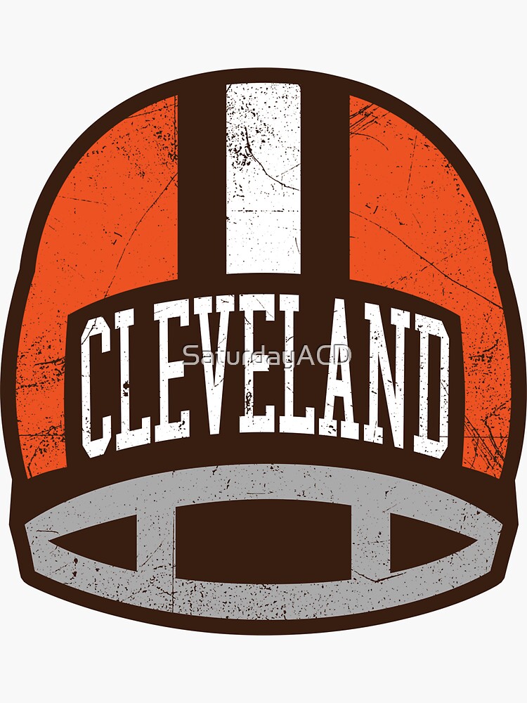 Cleveland Retro Helmet - Brown' Sticker for Sale by SaturdayACD