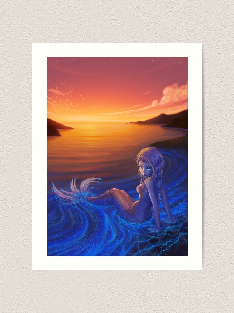 Bioluminescence Mermaid Art Print for Sale by MaggieMcToon