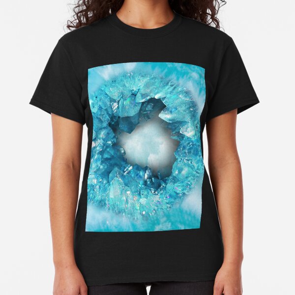 Aqua blue heart shaped stone crystals geode Classic T-Shirt