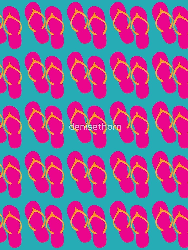 Pink Flip Flops with Orange Straps by denisethorn
