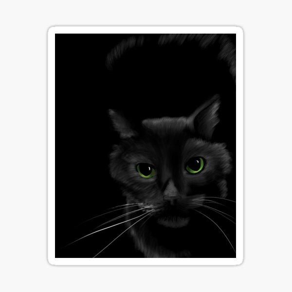 Black Cat With Green Eyes Sticker
