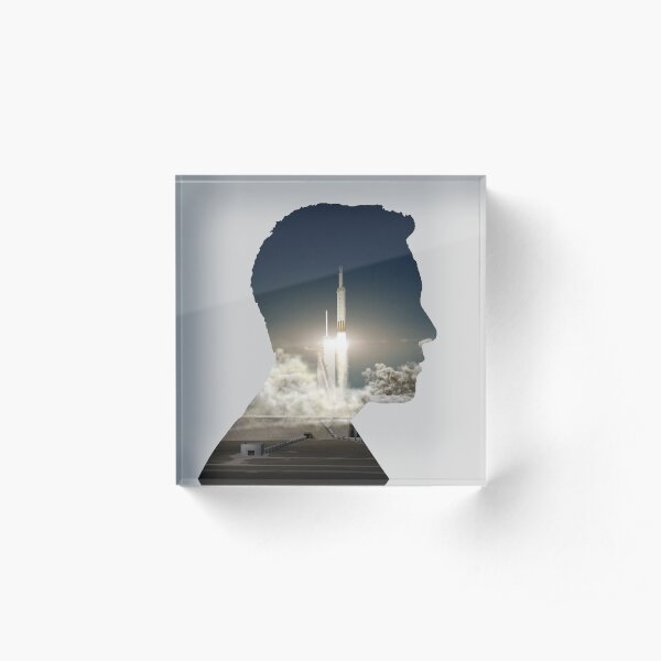 Elon Musk Launch Silhouette Acrylic Block