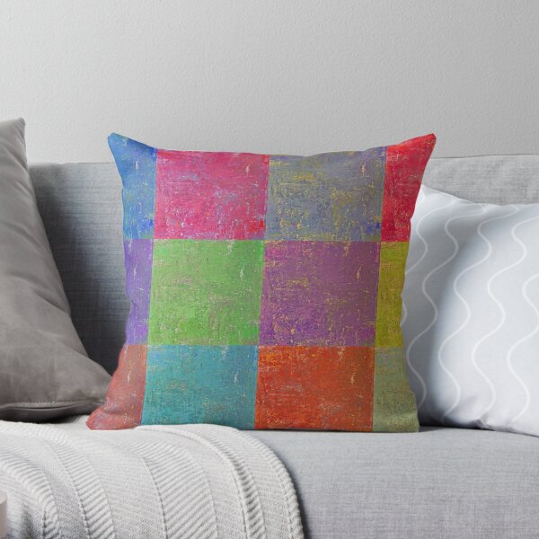 Multi Colored Squares Abstract Throw Pillow