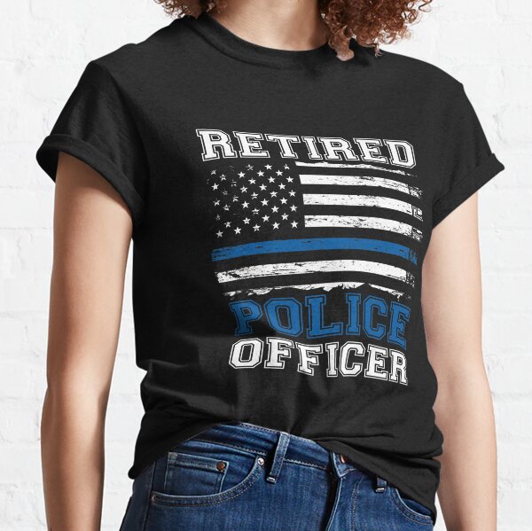 Retired Police Officer America Flag Thin Blue Line US Retro Gift  Classic T-Shirt