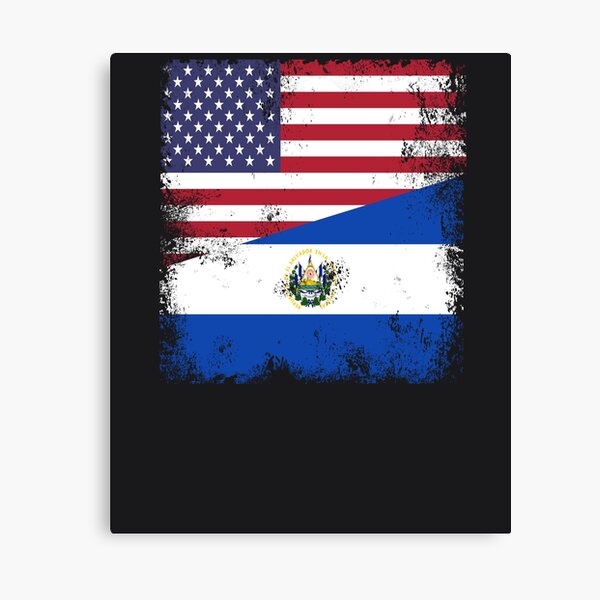 Half Salvadoran Flag Design | Vintage El Salvador USA Gift Canvas Print