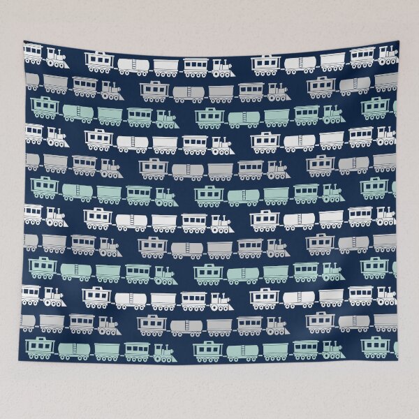 Item preview, Trains - trains on navy designed and sold by littlearrow.