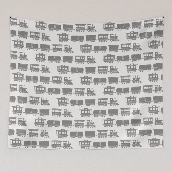 Item preview, Trains - trains orange and grey on grey designed and sold by littlearrow.