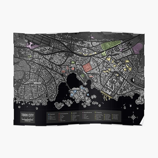 "Torn City Map" Poster for Sale by TornCity Redbubble