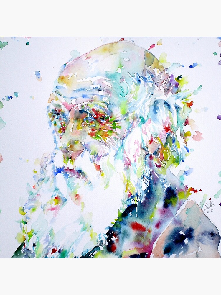 Discover CHARLES DARWIN - watercolor portrait Premium Matte Vertical Poster